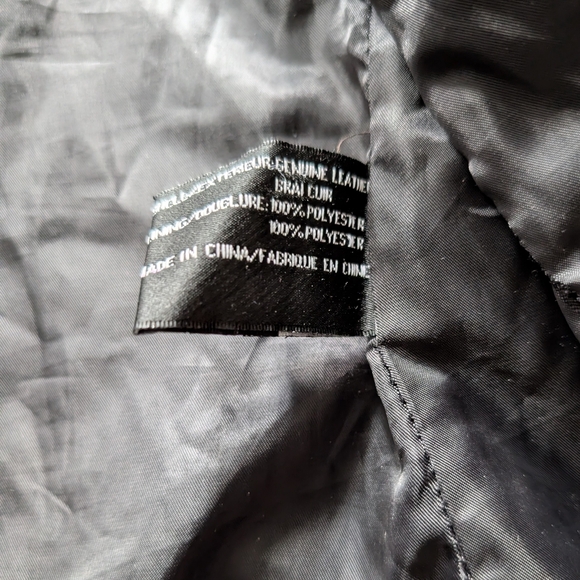 DKNY Moto Black Leather Biker Jacket Woman's XL - Picture 4 of 12